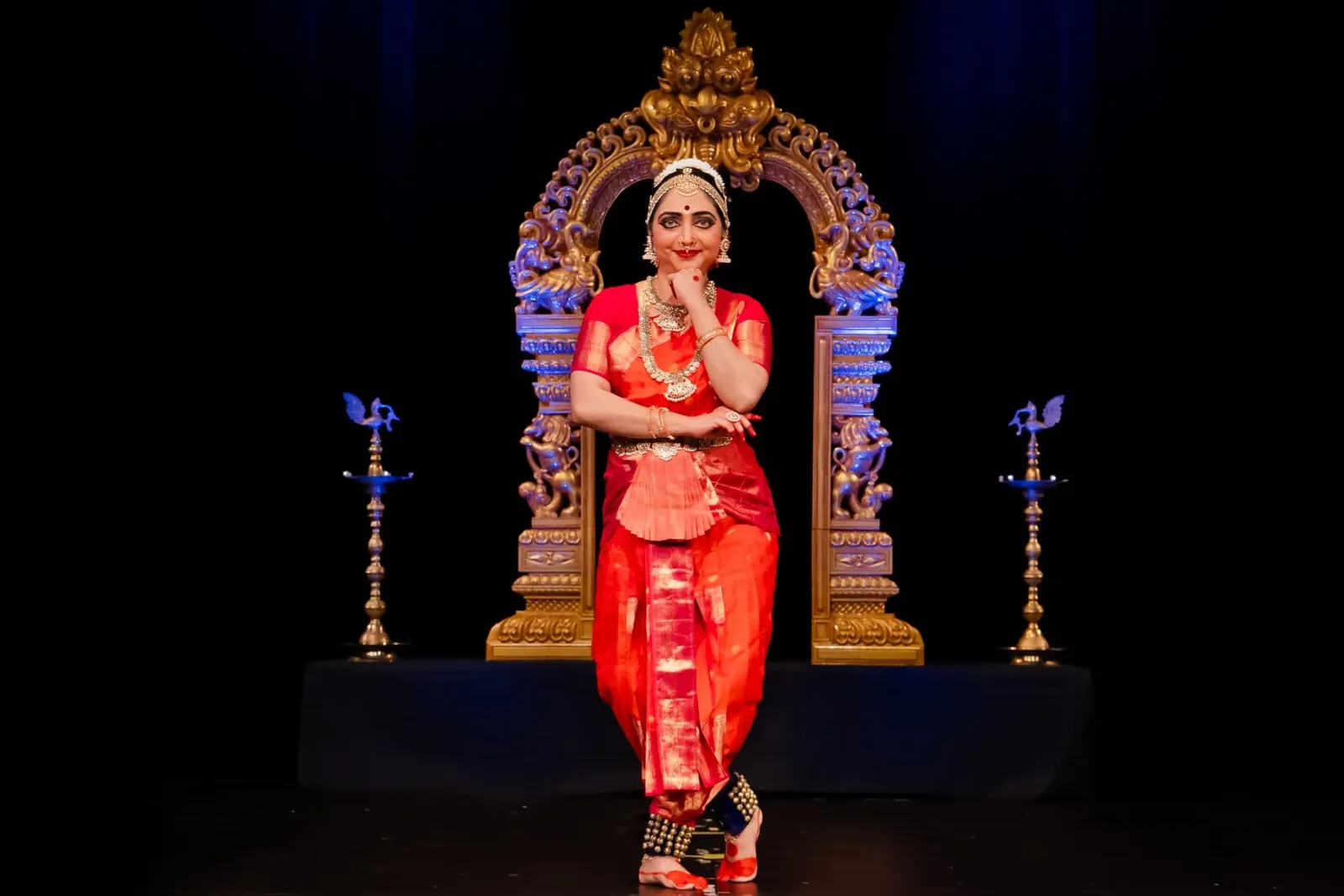 Arangetram performance under a golden arch